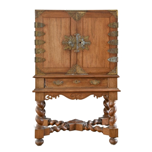 A brass mounted hardwood chest on