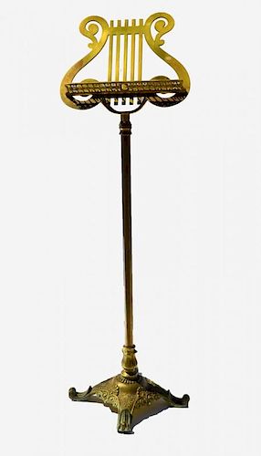 A BRASS MUSIC STAND, AMERICAN,