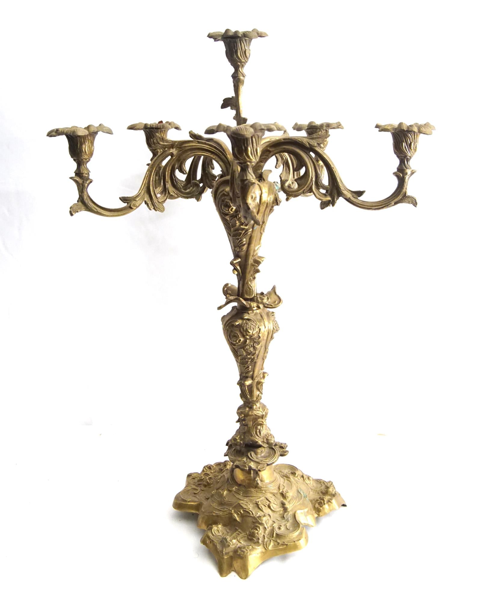 A BRASS ROCOCO STYLE 5- LIGHT