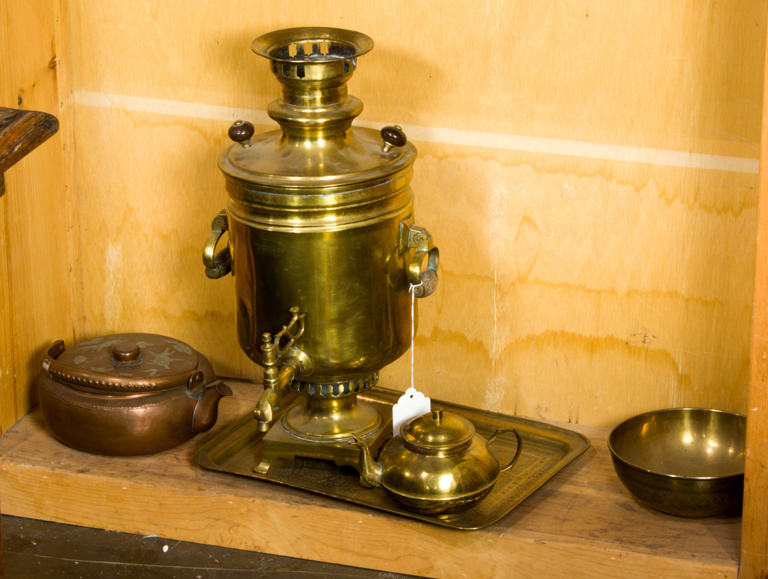 A BRASS SAMOVAR A brass Samovar,