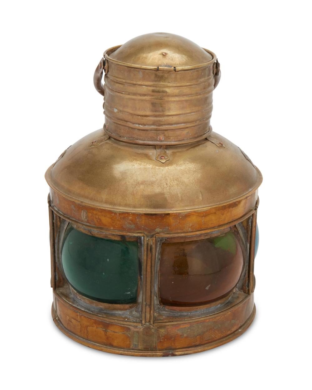 A BRASS SHIP'S LANTERN WITH