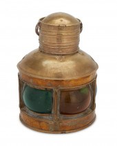 A BRASS SHIP'S LANTERN WITH MU