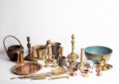 A brass skimmer, a mortar and