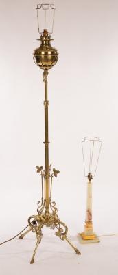A brass telescopic standard lamp on