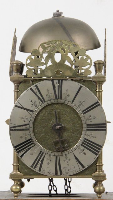 A brass thirty-hour lantern clock