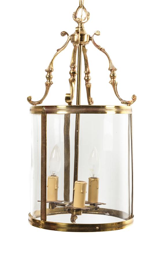 A Brass Three-Light Chandelier of