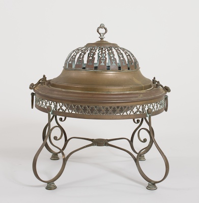 A Brass Three-Piece Brazier