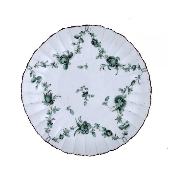 A BRISTOL FLUTED SAUCER-DISH