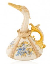 A BRITISH PORCELAIN GILT DUCK