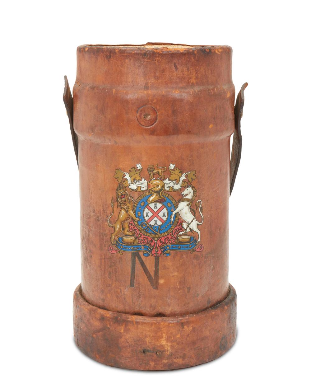 A BRITISH ROYAL NAVY LEATHER SHOT