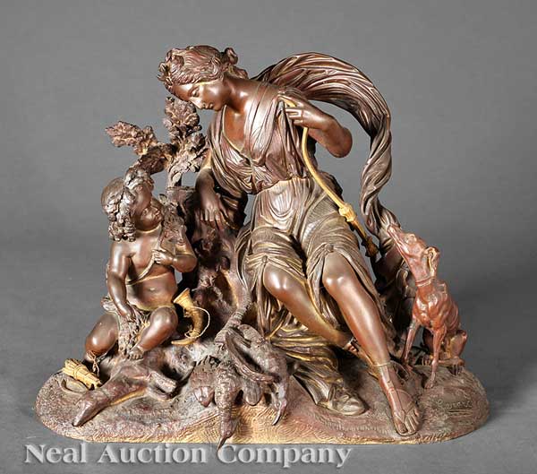 A Bronze and Parcel-Gilt Group of