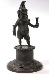 A BRONZE CIGAR LIGHTER IN THE