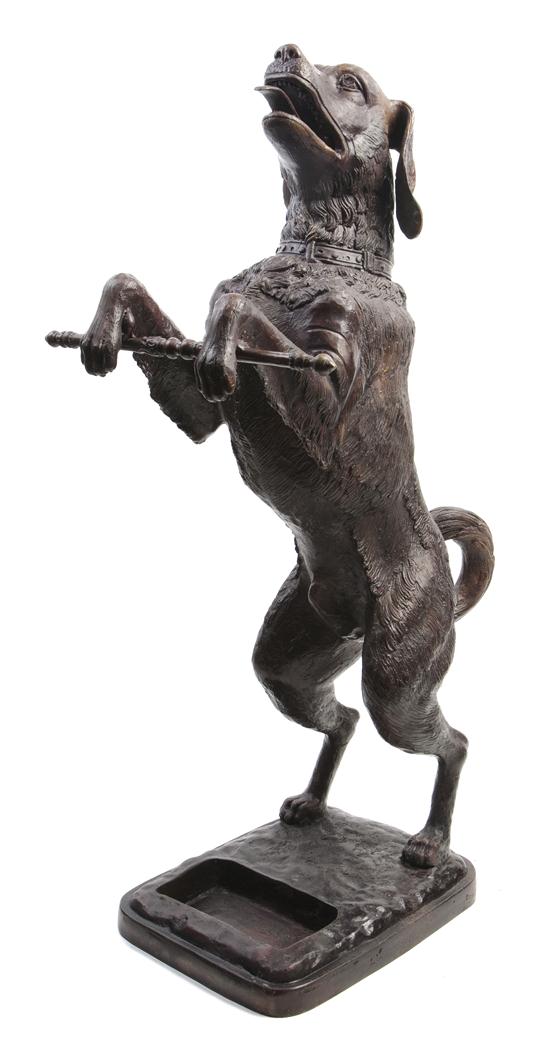 A Bronze Dog Form Umbrella Stand