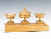 A Bronze D'ore and Marble Inkw
