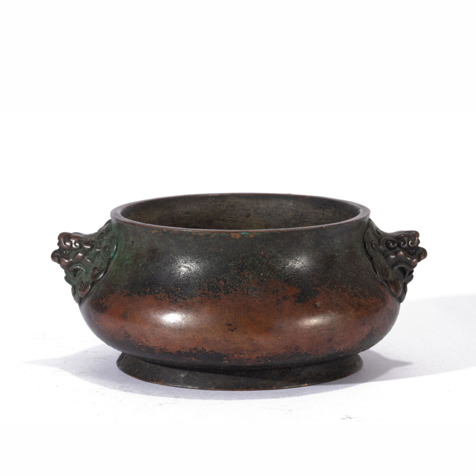 A BRONZE DOUBLE BEAST HANDLE