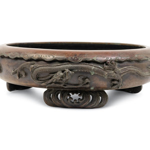 A Bronze 'Dragon' Tripod Censer