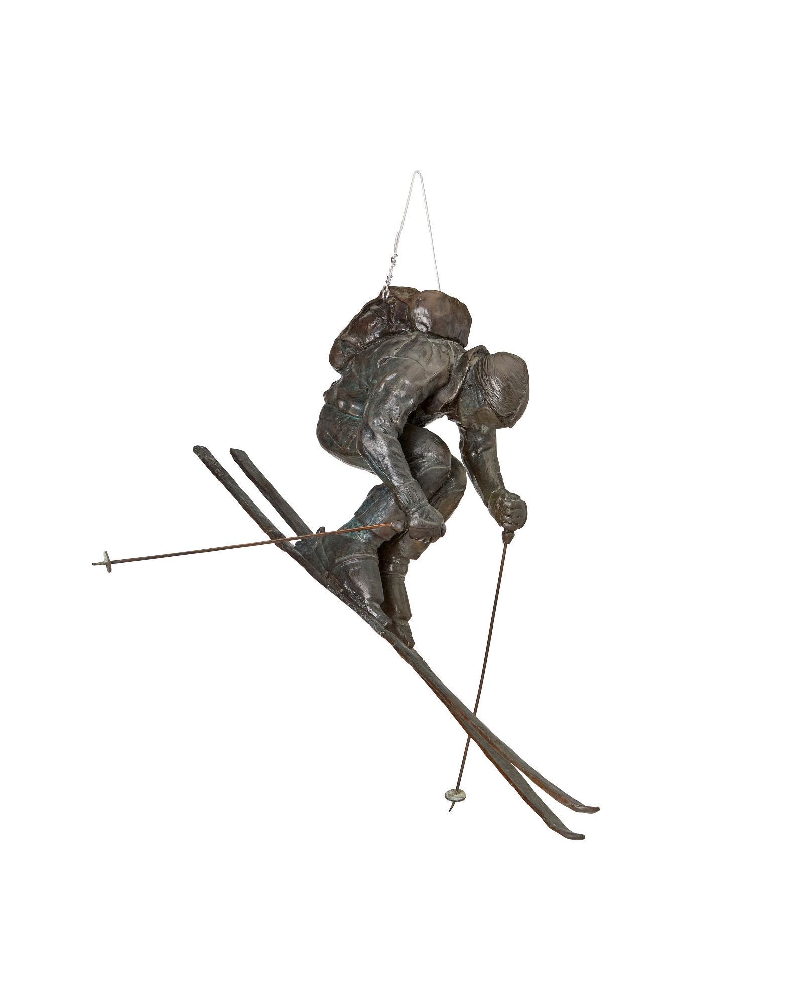 A BRONZE FIGURE OF A SKIERA