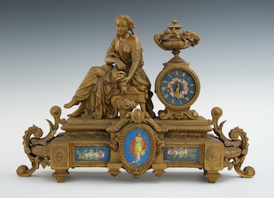 A Bronze Finished Figural Clock