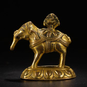 A BRONZE-GILT ELEPHANT STATUE<