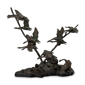 A Bronze Group of Flying Geese 20th