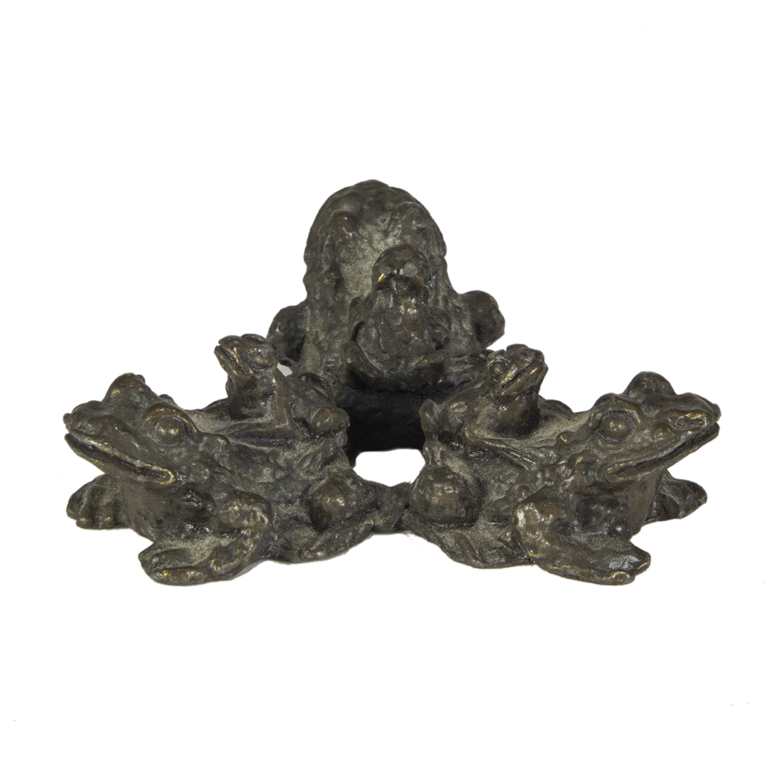 A BRONZE GROUP OF FROGS,