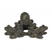 A BRONZE GROUP OF FROGS, UNSIG