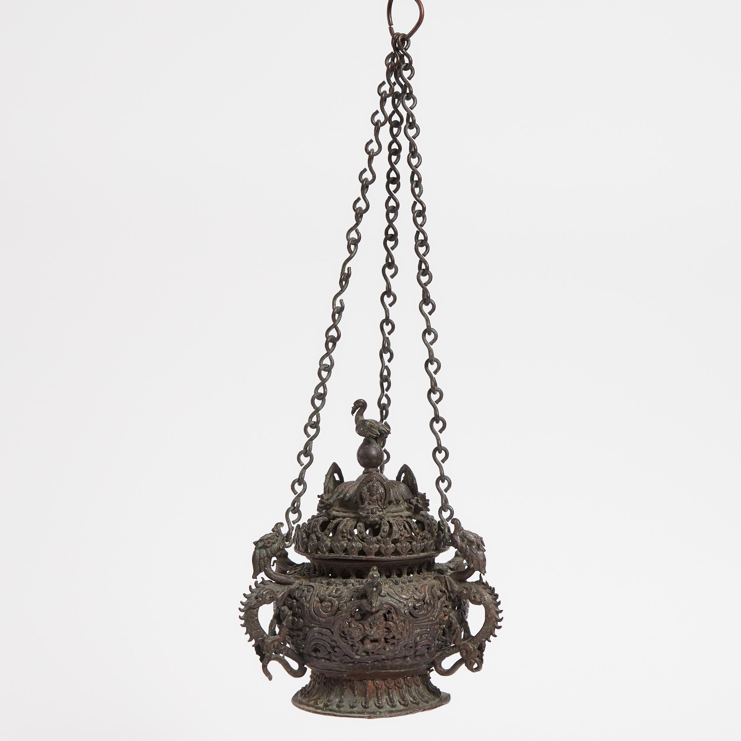 A Bronze Hanging Incense Burner,