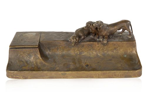 A BRONZE INKWELL BY FRIEDRICH