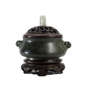 A BRONZE LIDDED CENSER<br>A BR