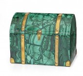 A BRONZE-MOUNTED MALACHITE BOX