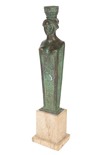 A BRONZE-MOUNTED TRAVERTINE LAMP