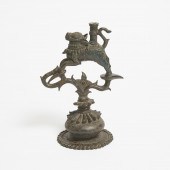 A Bronze Nandi-Form Lamp Stand