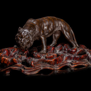 A Bronze Okimono of A Tiger BY