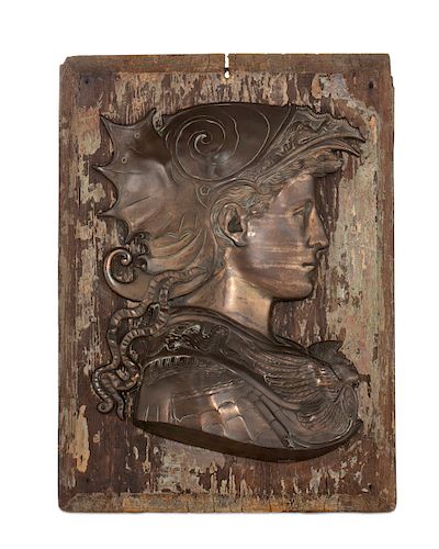 A BRONZE PROFILE PLAQUE OF MINERVAA