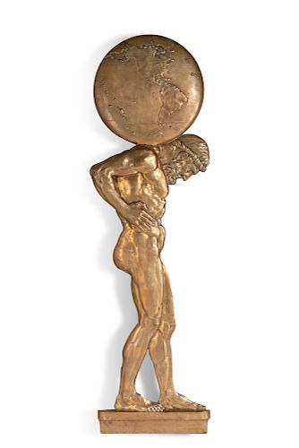 A BRONZE RELIEF PANEL OF ATLAS,