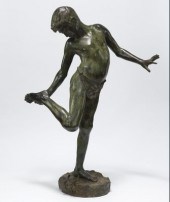 A Bronze Sculpture of a Boy an