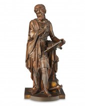 A BRONZE SCULPTURE OF ARCHIMED