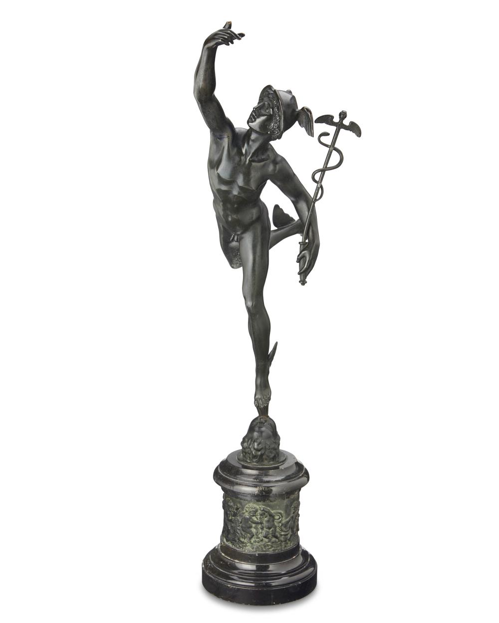 A BRONZE SCULPTURE OF MERCURY,