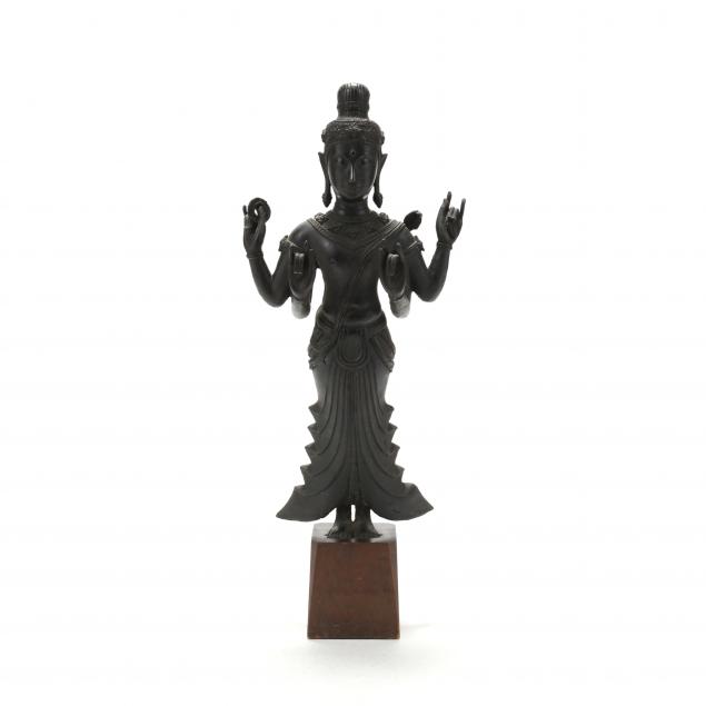 A BRONZE SCULPTURE OF VISHNU