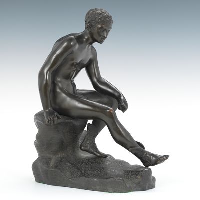 A Bronze Seated Mercury Figure Cast