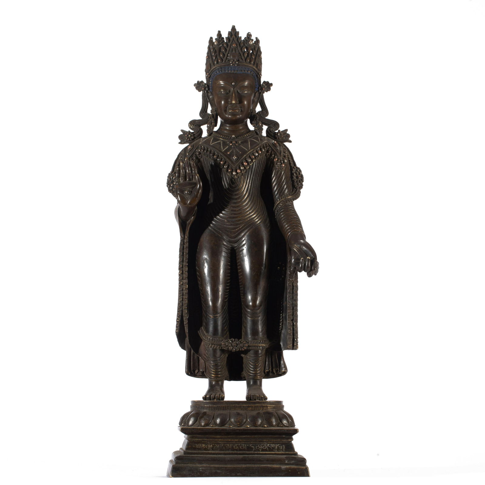 A BRONZE STANDING FIGURE OF BUDDHAA