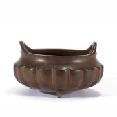 A BRONZE TRIPOD CENSER<br>A BR