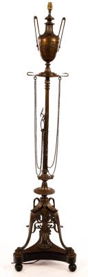 A bronzed metal standard lamp,