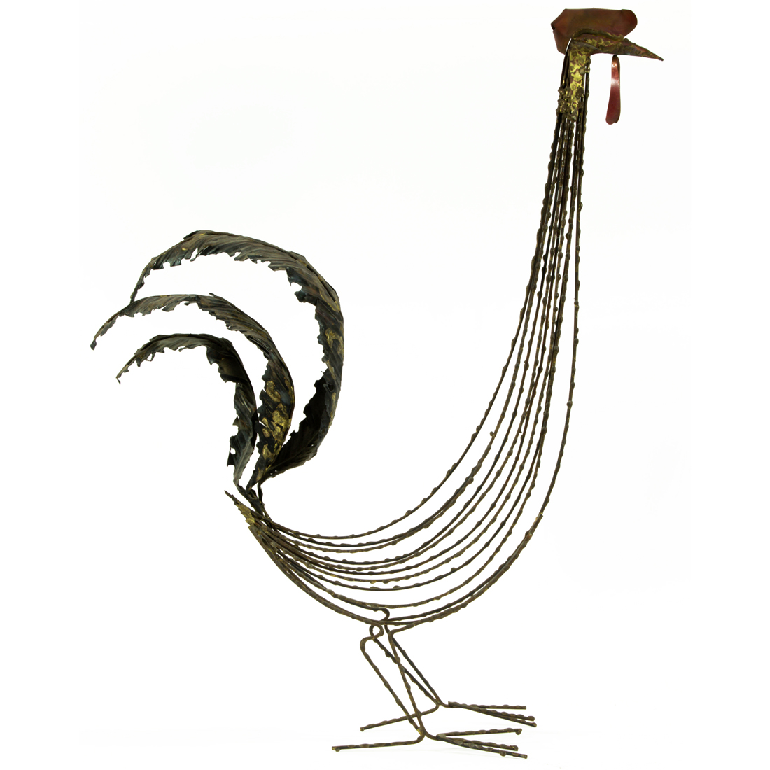 A BRUTALIST METAL FIGURE OF A