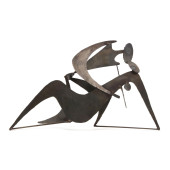 A BRUTALIST STEEL SCULPTURE OF