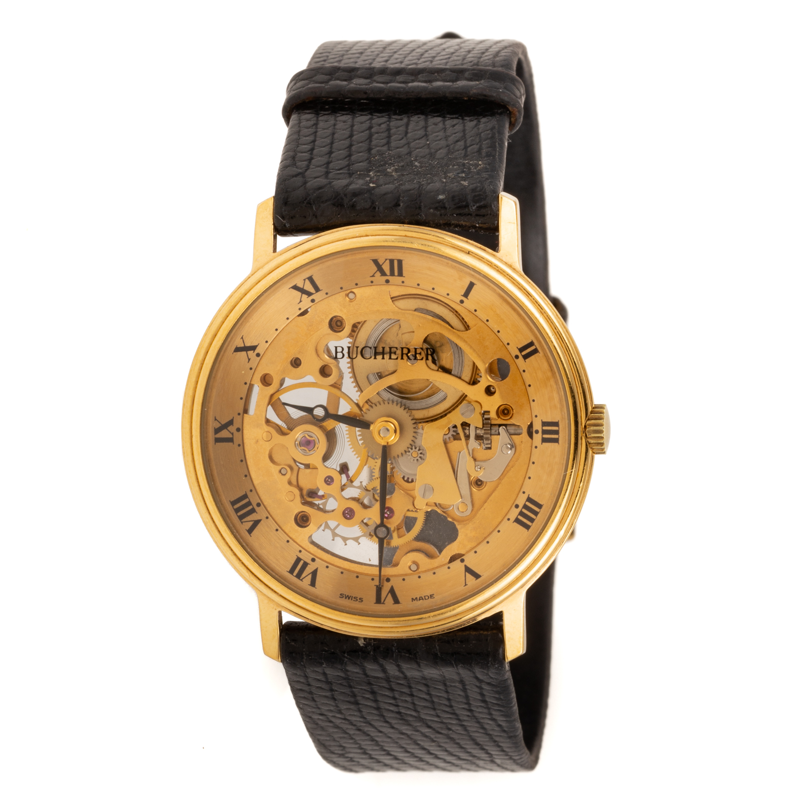 A BUCHERER GOLD-PLATED SKELETON