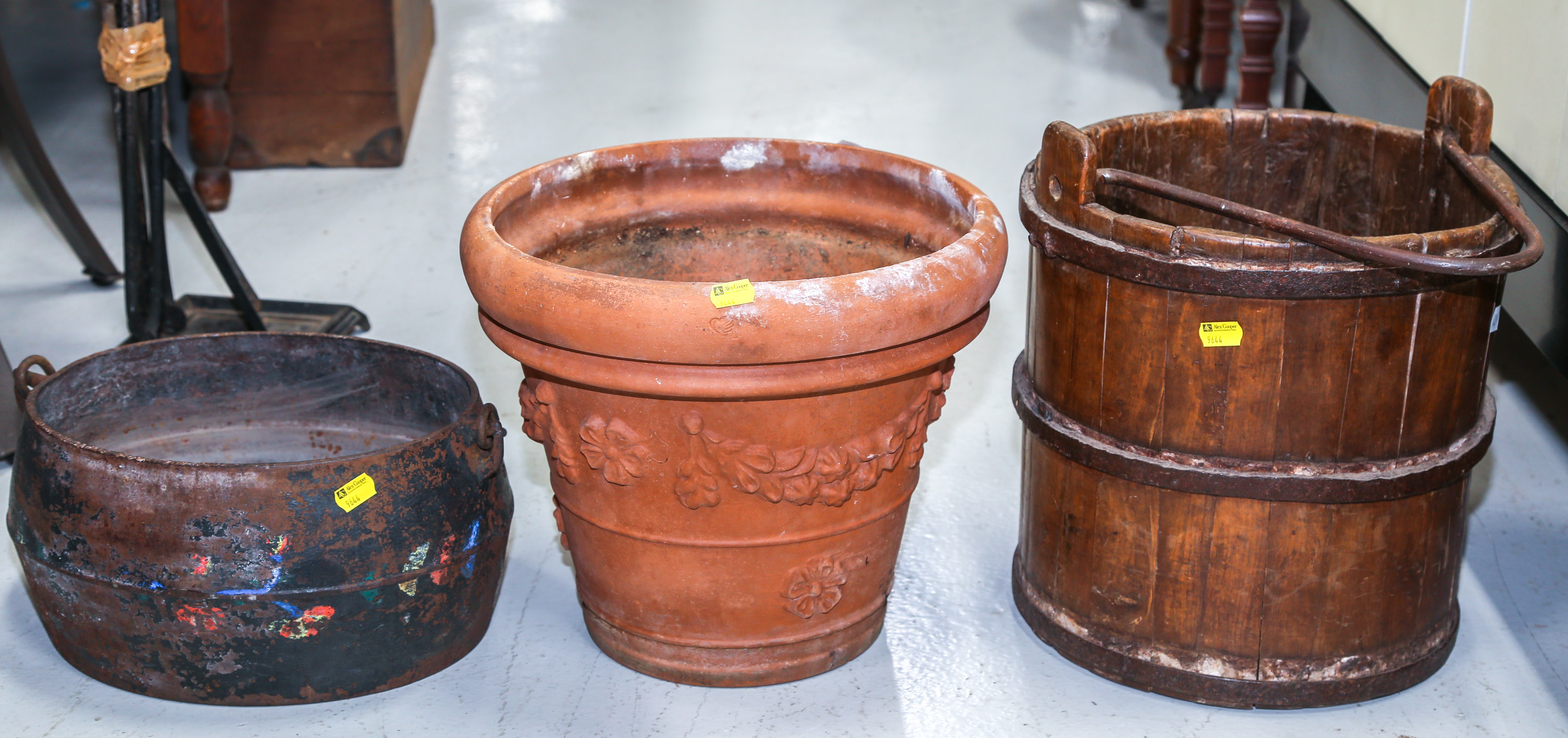 A BUCKET; A PLANTER & A POT