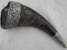 A buffalo horn with heavily