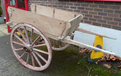 A builders' cart, the flat bed with