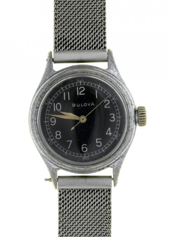 A BULOVA NICKEL PLATED WRISTWATCH